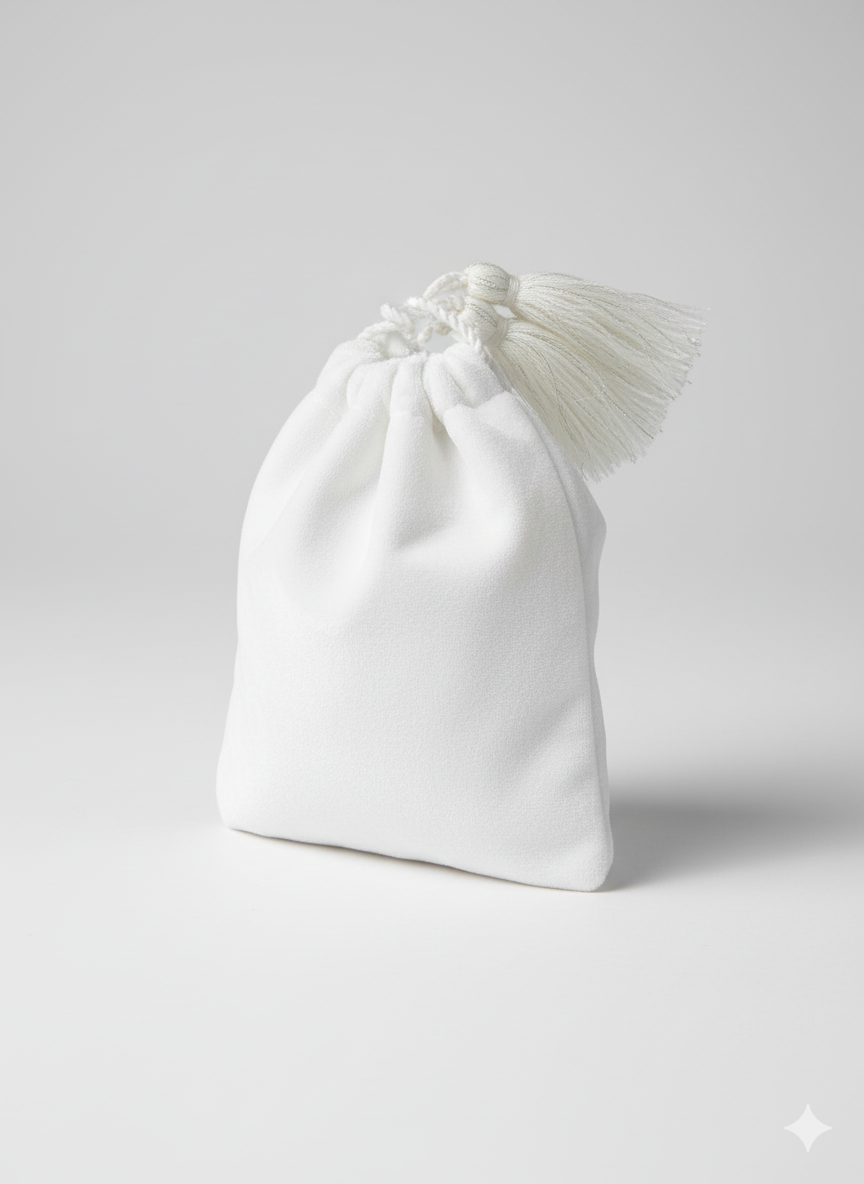 White Velvet Storage Pouch for Jewelry & Keepsakes