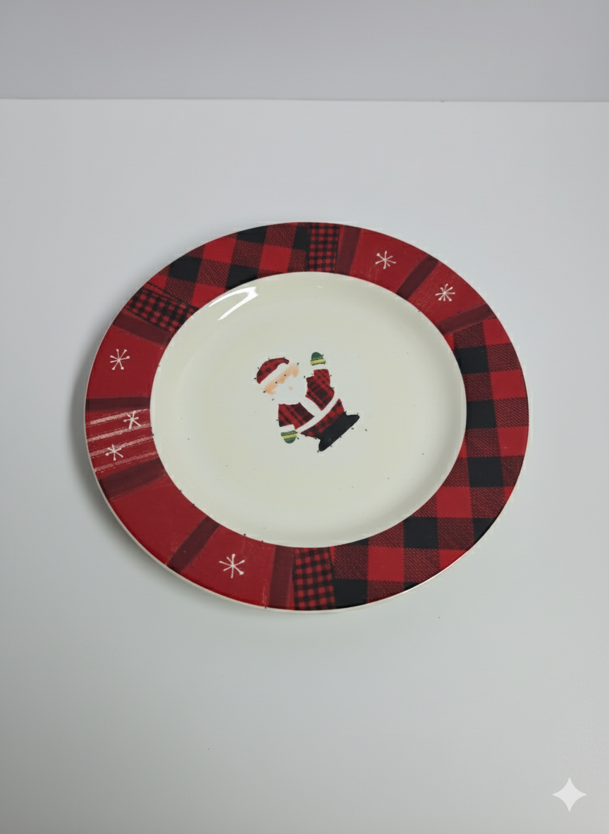 Cozy Christmas Table Setting with Homespun Salad Plates