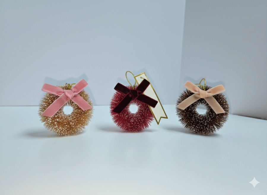 Set of 3 Festive Tinsel Toppers