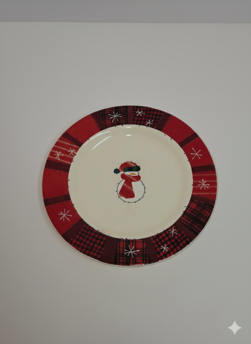 Styled Christmas Snowman Appetizer Plate Setting