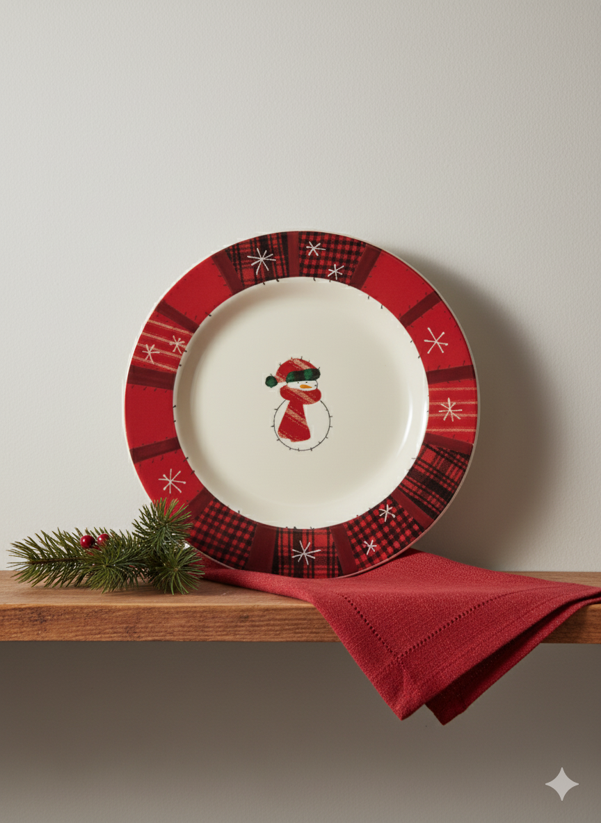 Snowman Holiday Dessert Plate