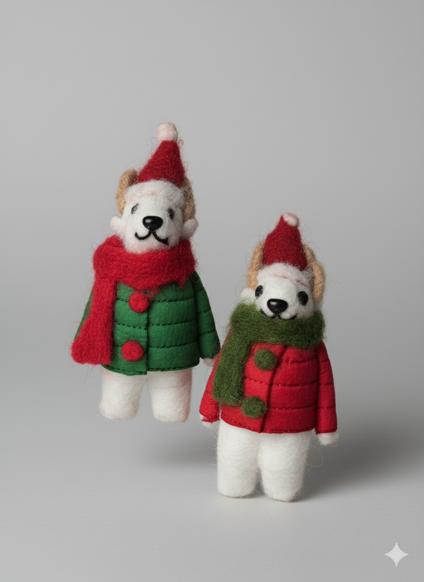 Hand-Stitched Holiday Polar Bear Decor