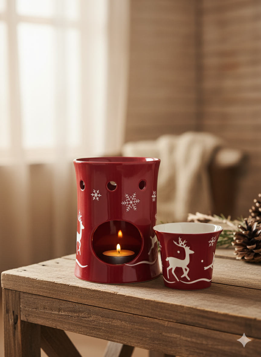 Cozy Winter Reindeer Candle Holder Set