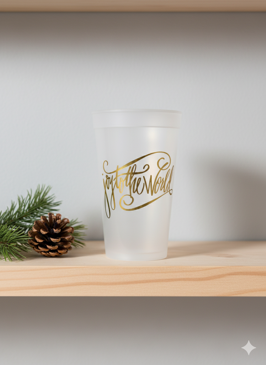 Joy to the World Frosted Reusable Holiday Cup