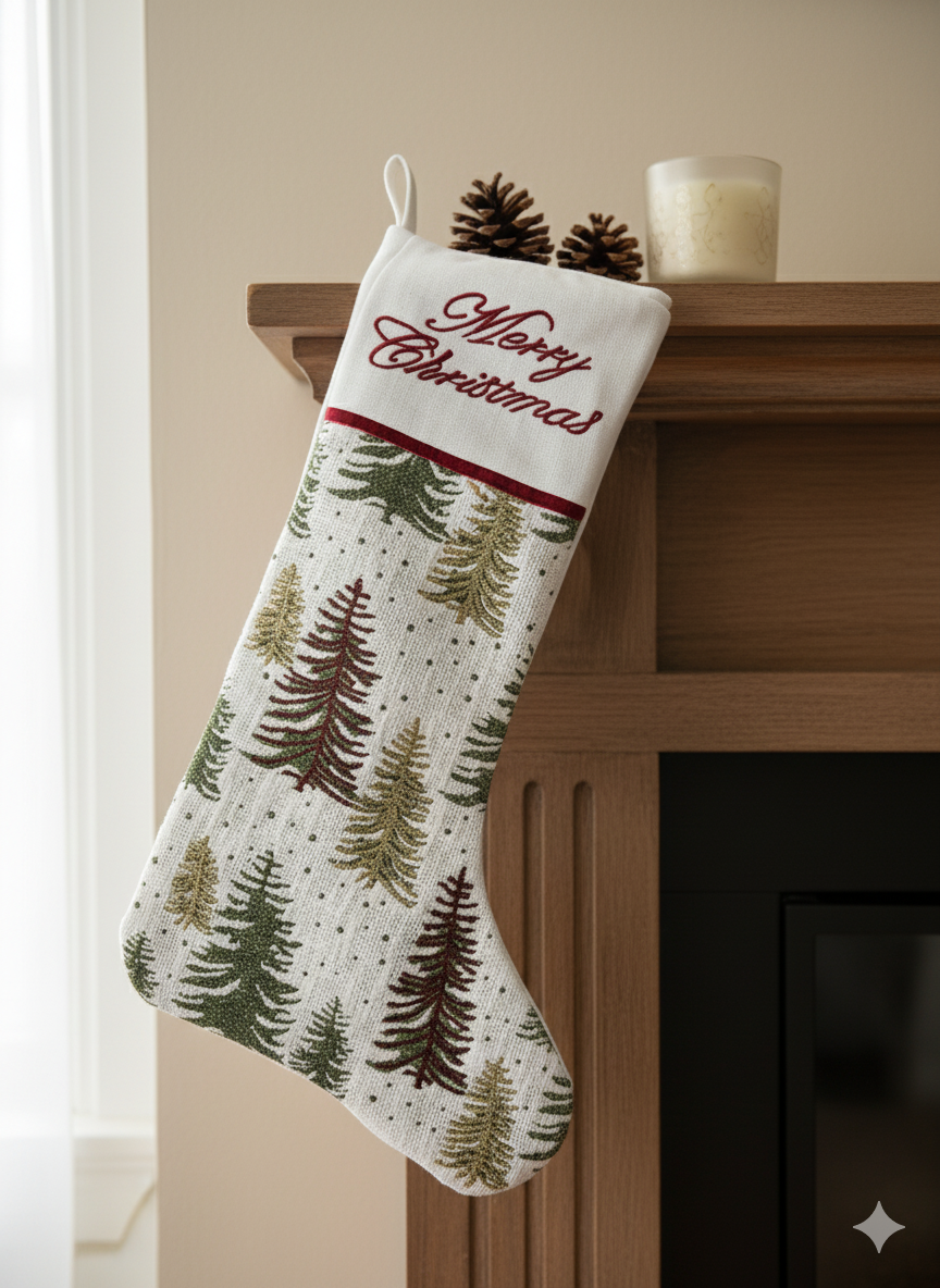 Merry Christmas Embroidered Stocking