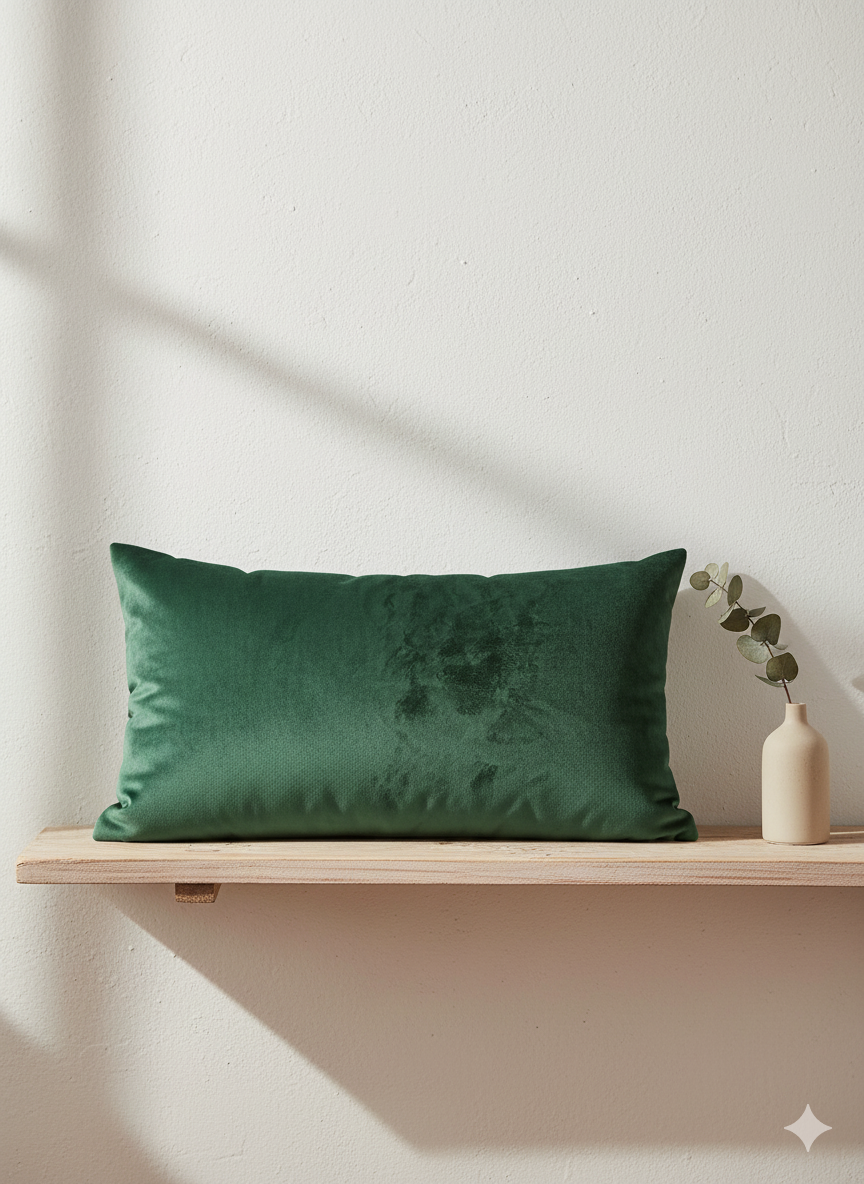 Velvet Forest Green Throw Pillow